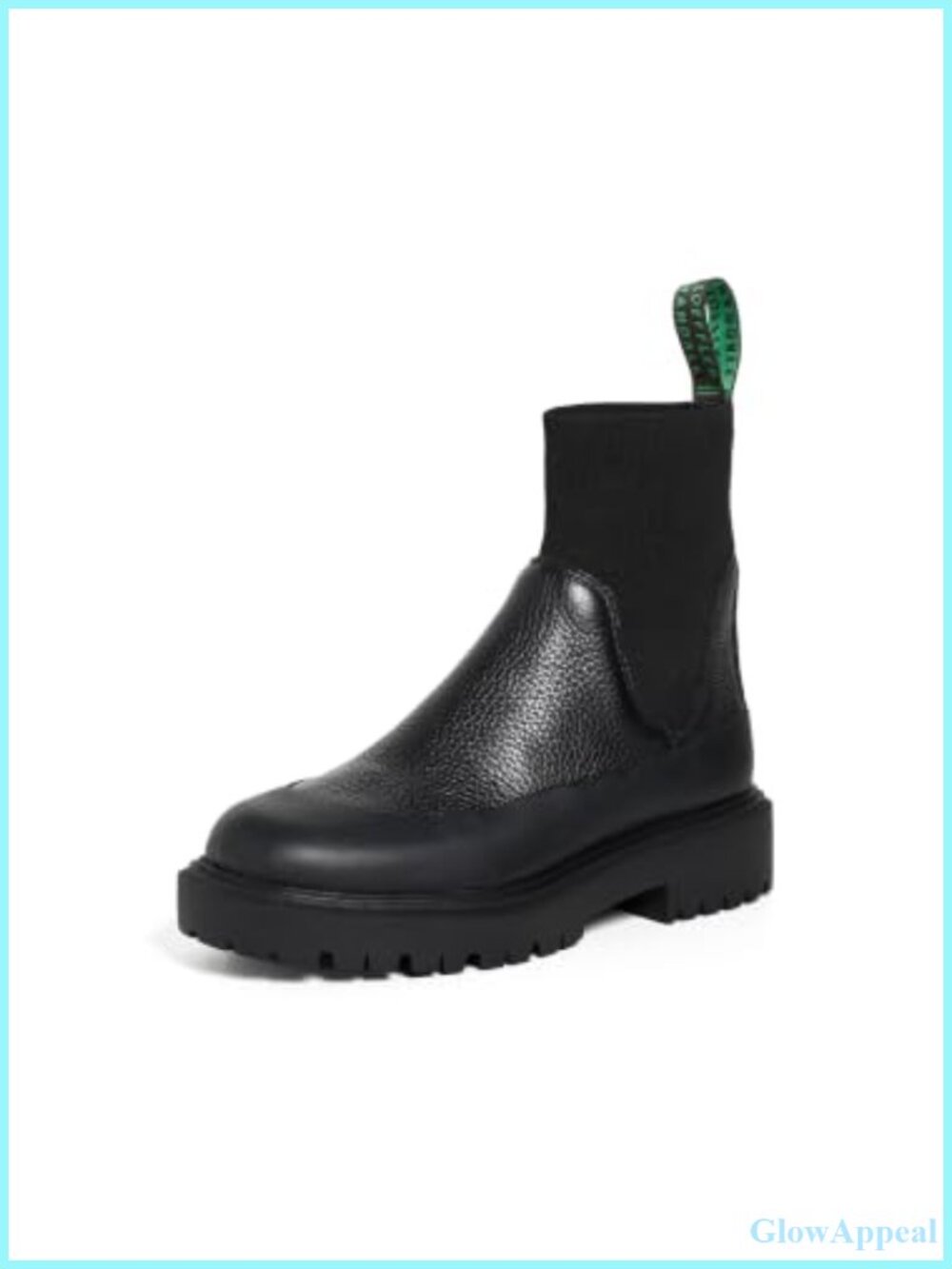 Leather Chelsea Ankle Boots Chunky Heel Pull Tab Stretch Gore